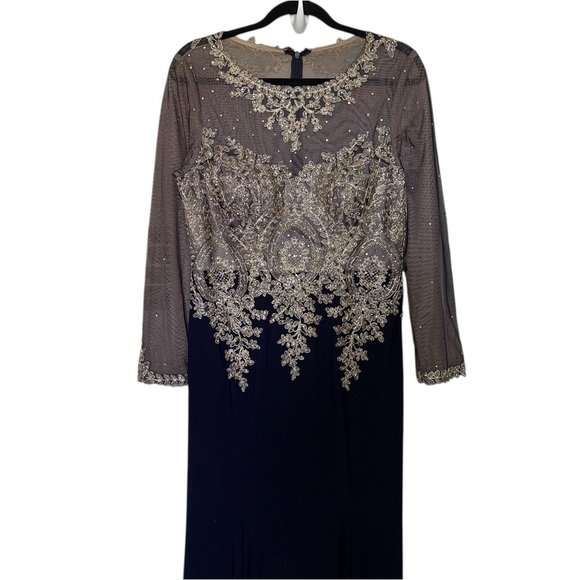 Xscape Embroidered Illusion Gown Dress - Picture 2 of 8